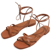 Slides Beach Flats Gladiator Wrap Strappy Sandals