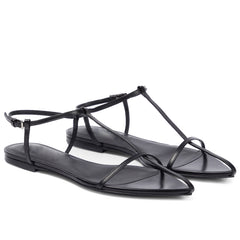 Flat Sandals for Women Adjustable Metallic Buckle Ankle Strap Slide Sandals Pointed Toe Slip on Sandal