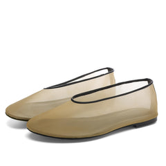 Tulle Mesh Ballet Flats for Women Round Toe Casual Comfortable Ballerina Flats