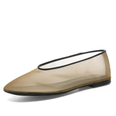 Tulle Mesh Ballet Flats for Women Round Toe Casual Comfortable Ballerina Flats