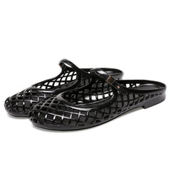 Clear Jelly Slide Sandals Mesh Hollow Flat