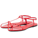 Adjustable Metallic Flat Sandals Buckle Strap Slide Sandals