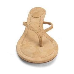 Suede Flip Flops Thong Heeled Sandals
