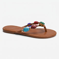 Beaded Flip Flops Flats Thong Beach Sandals
