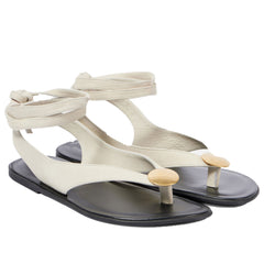 Flat Sandals for Women Ankle Strappy Flip Flops Sandals Ladies Summer Slides with Metal Circular