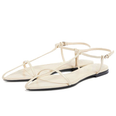 Adjustable Metallic Flat Sandals Buckle Strap Slide Sandals