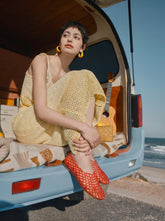 Jelly Mesh Ballet Flats Clear Hollow Beach Sandals
