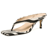 Zebra Kitten Heeled Sandals Thong Slide Shoes