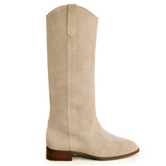 Suede Knee High Boots for Women Wide Calf Square Toe Tall Boots Low Heel Dressy Fall Long Boots