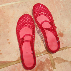 Clear Jelly Slide Sandals Mesh Hollow Flat