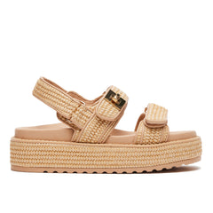 Womens Raffia Platform Sandals Buckle Strap Open Toe Espadrille Sandals