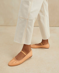 Mary Jane Ballet Flats for Women Woven Flats Elastic Strap Almond Toe Bow Ballerina Shoes