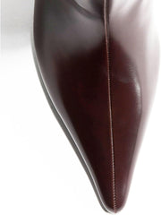 Burgundy Kitten Heel Knee High Boots Pointed Toe Tall Boots Slouch Dressy Stiletto Fall Boots