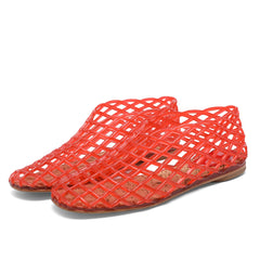 Jelly Mesh Ballet Flats Clear Hollow Beach Sandals