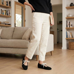 Minimalist Suede Ballet Flats with Contrast Cord Lacing