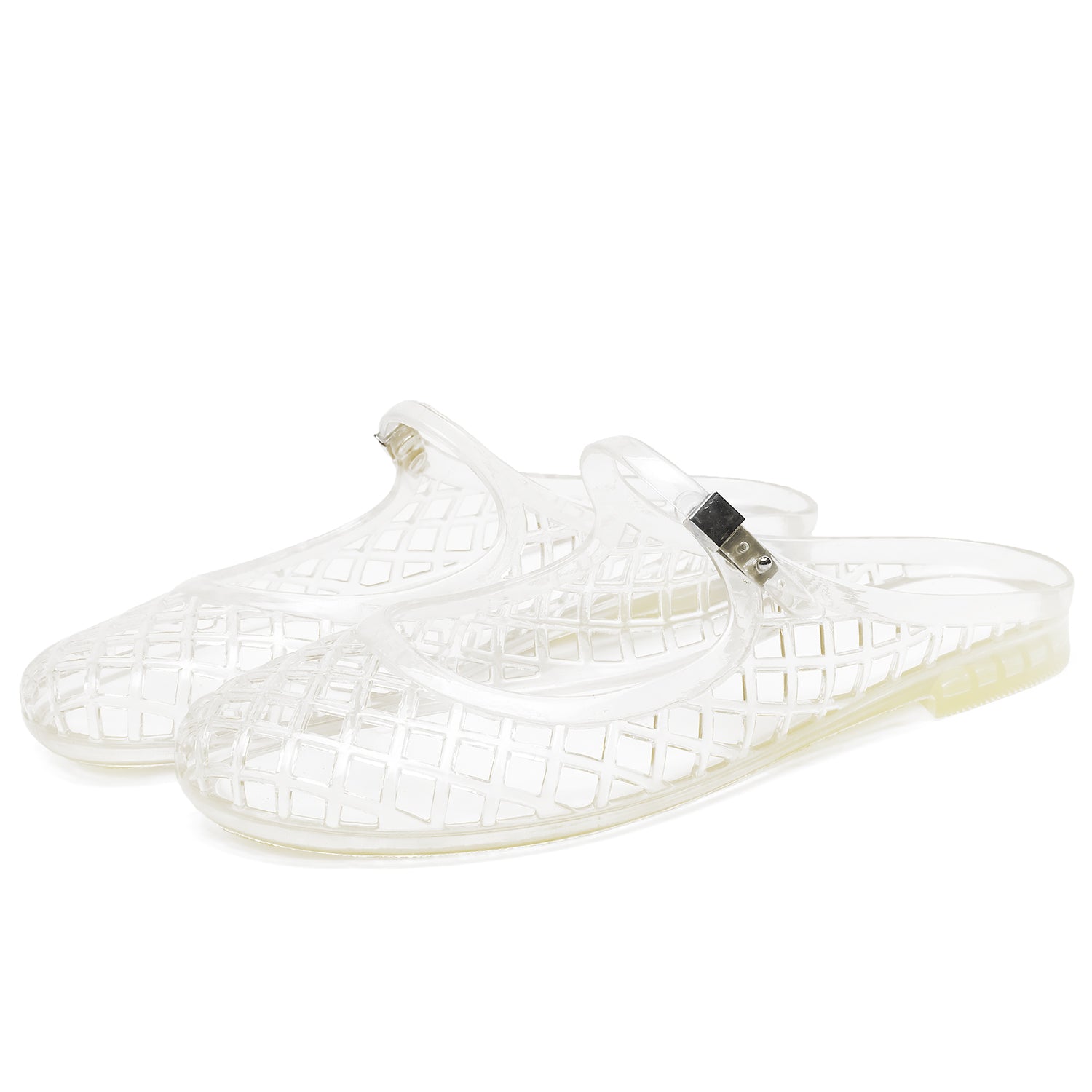 Clear Jelly Slide Sandals Mesh Hollow Flat