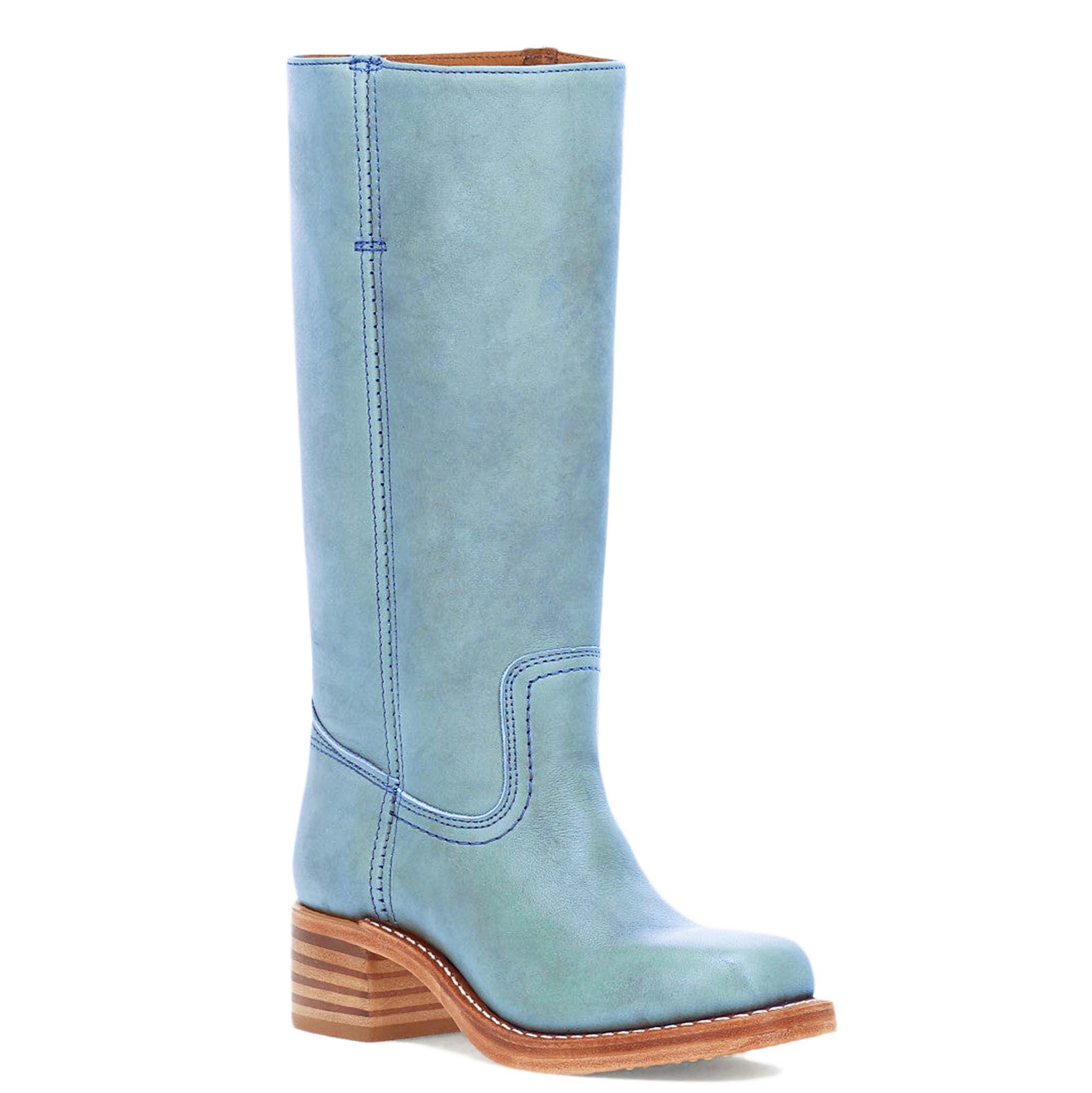 Campus Knee High Boots for Women Square Toe Casual Chunky Block Heel Tall Boots