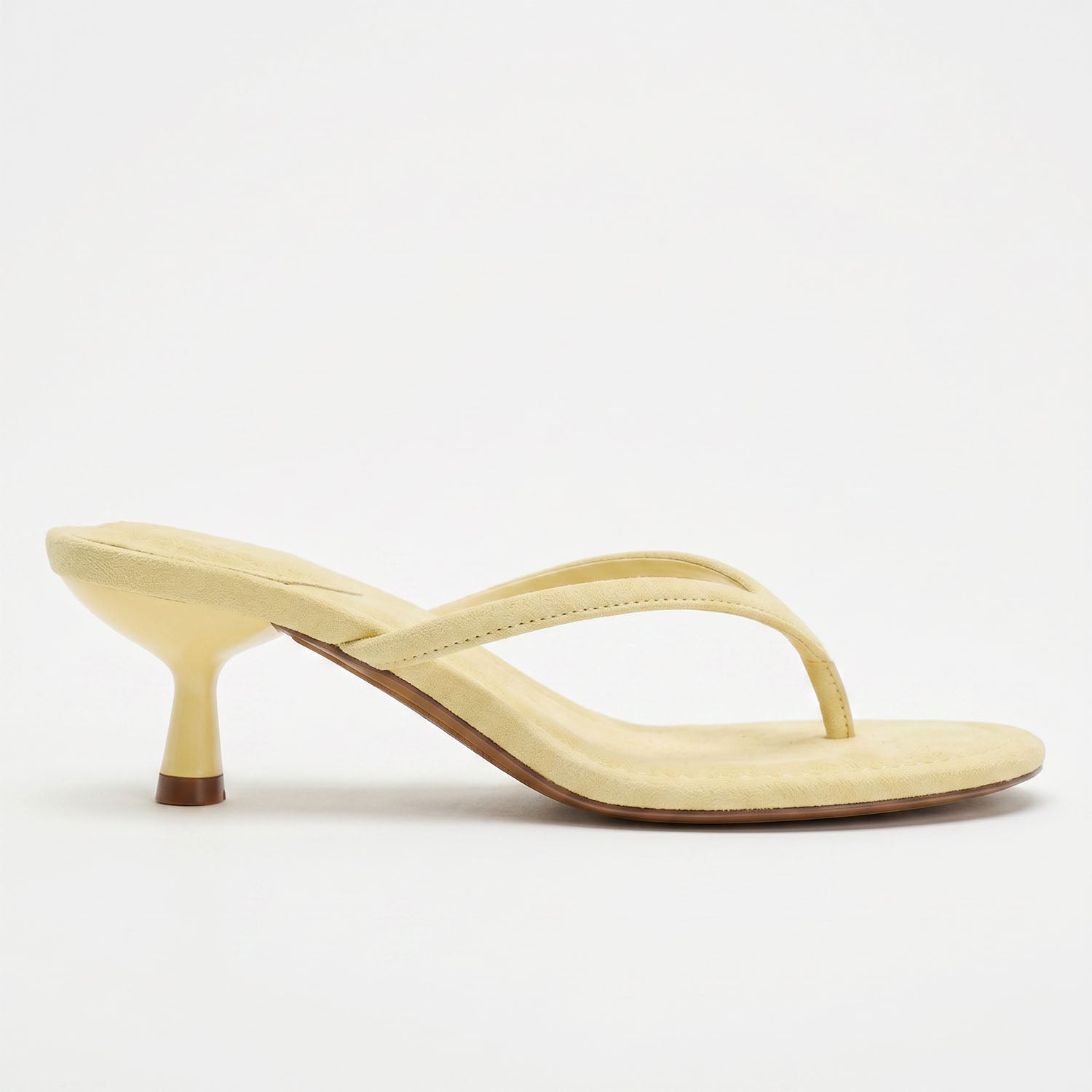 Suede Flip Flops Thong Heeled Sandals