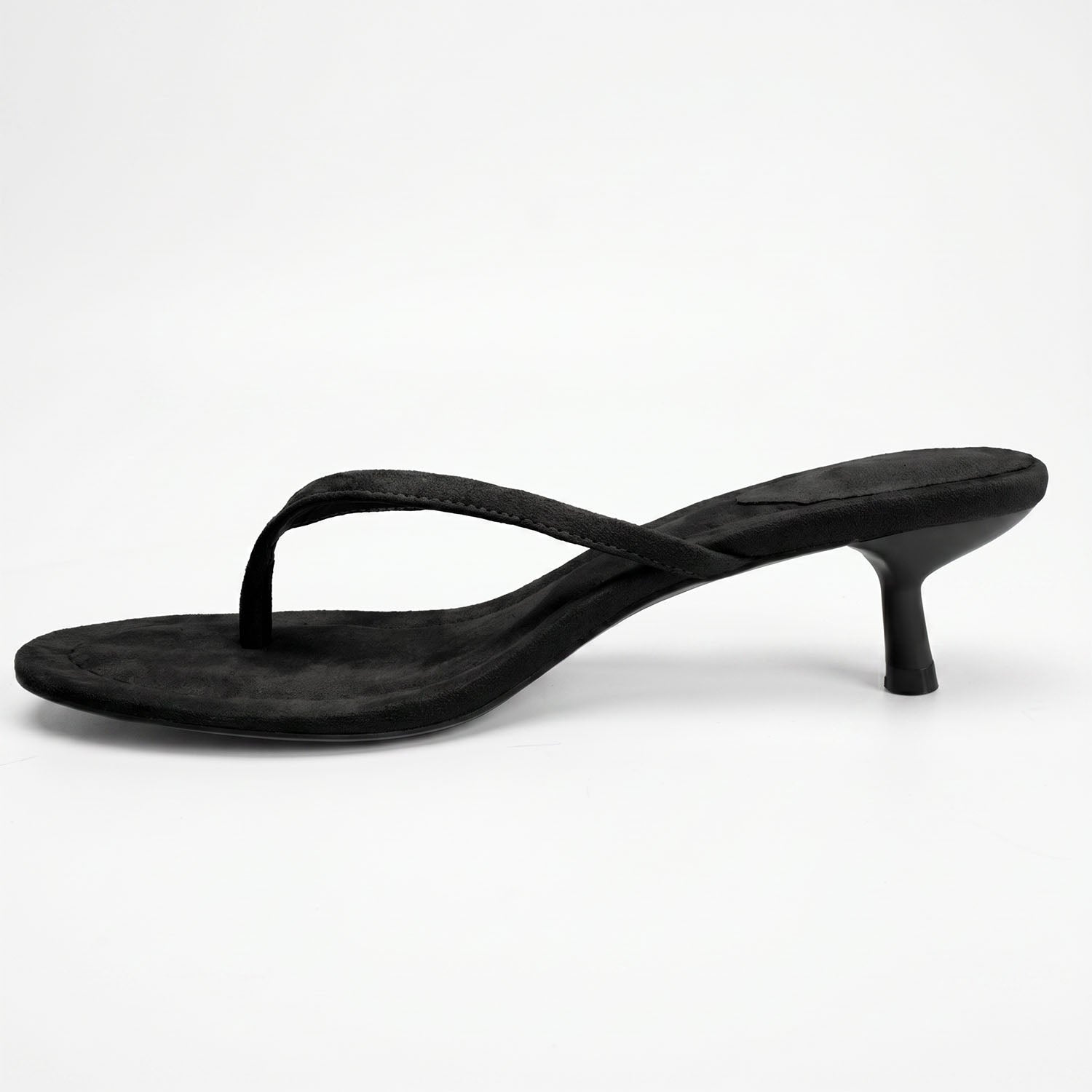 Suede Flip Flops Thong Heeled Sandals
