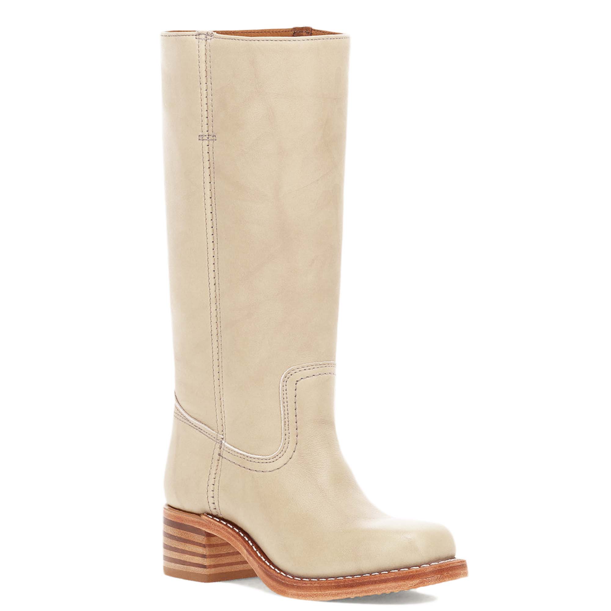 Campus Knee High Boots for Women Square Toe Casual Chunky Block Heel Tall Boots