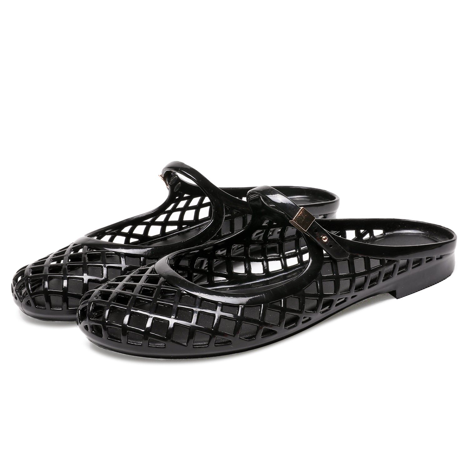 Clear Jelly Slide Sandals Mesh Hollow Flat