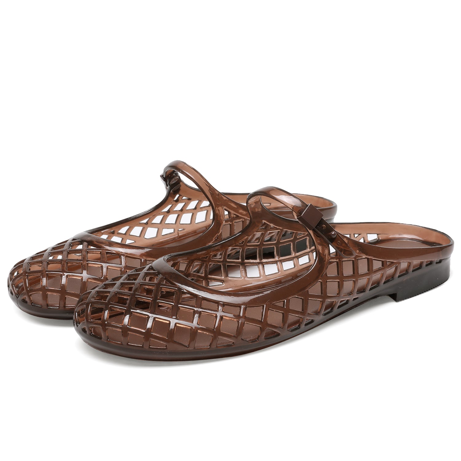 Clear Jelly Slide Sandals Mesh Hollow Flat