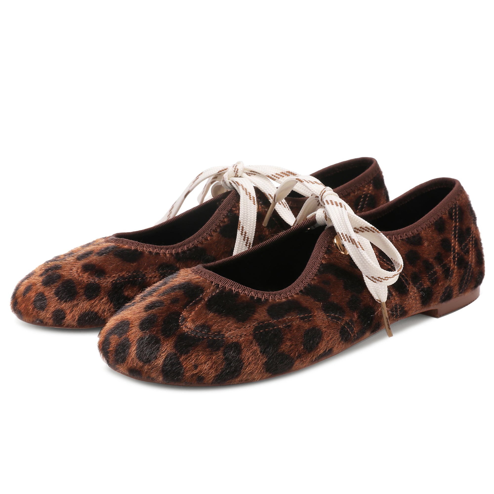 Lace up Ballet Flats Round Toe Suede Flat