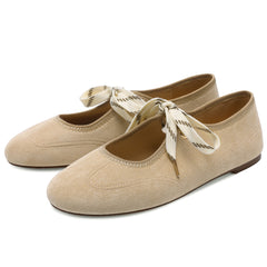 Lace up Ballet Flats Round Toe Suede Flat