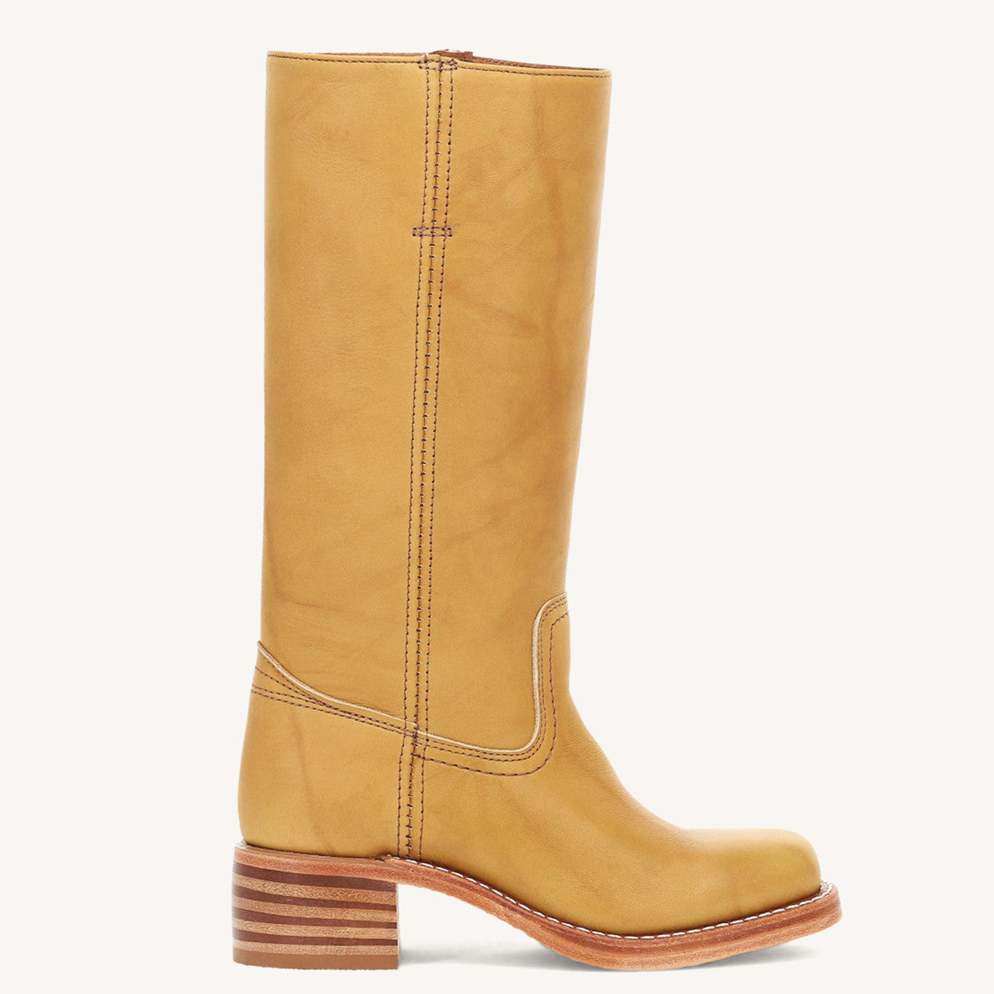 Campus Knee High Boots for Women Square Toe Casual Chunky Block Heel Tall Boots