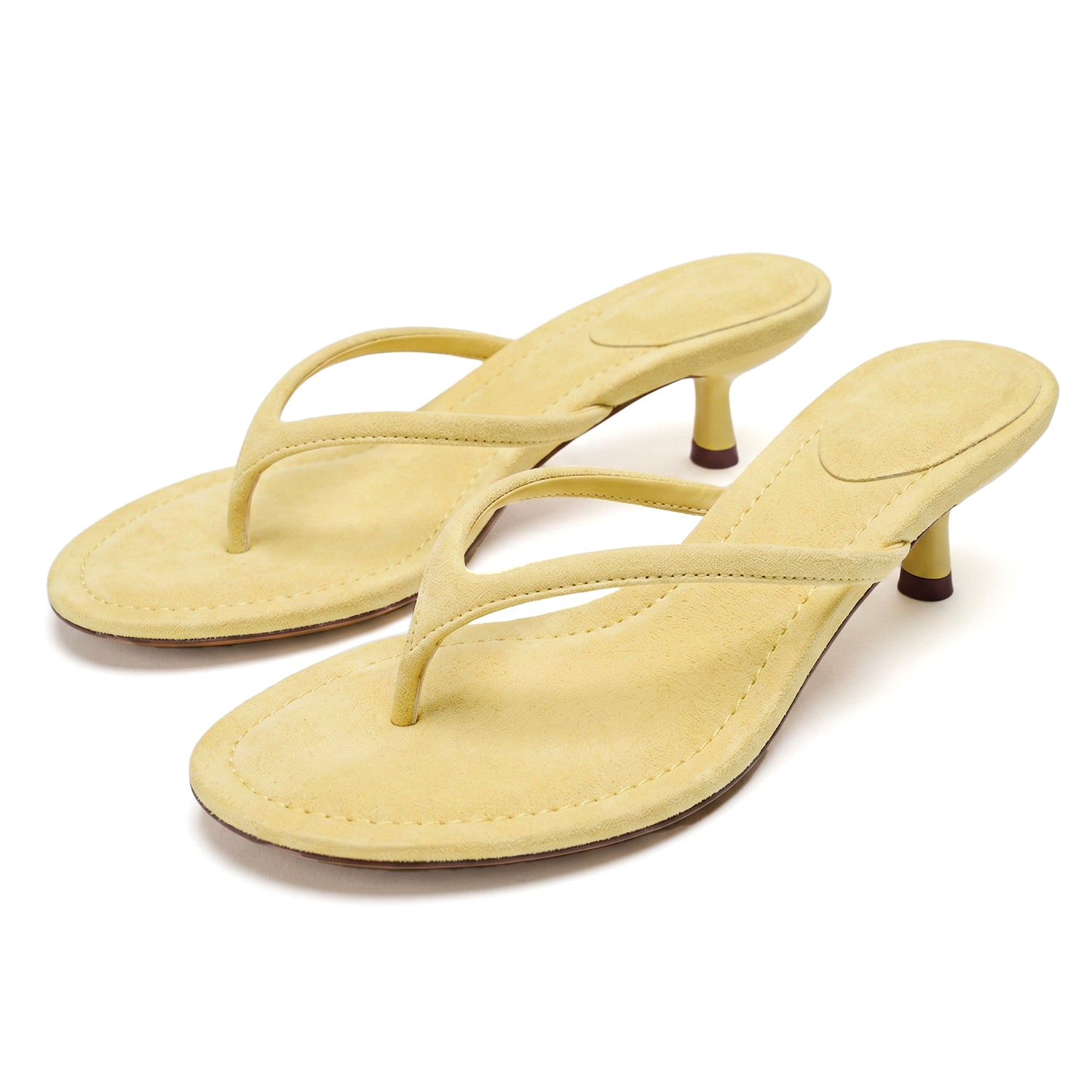 Suede Flip Flops Thong Heeled Sandals