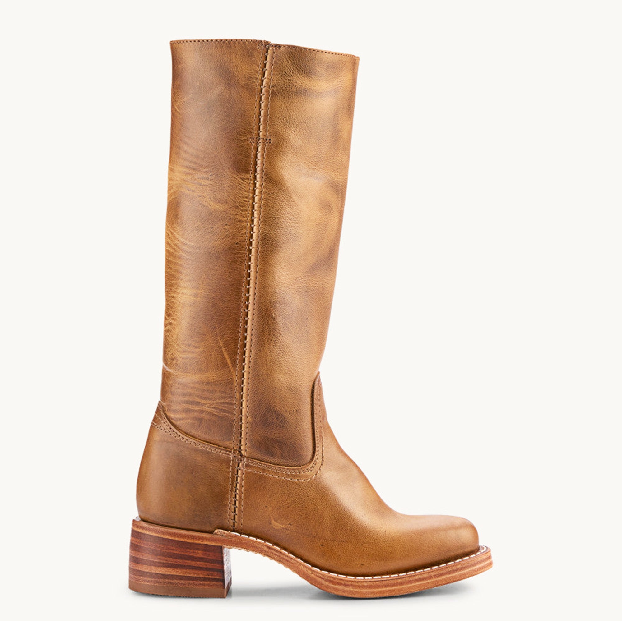 Campus Knee High Boots for Women Square Toe Casual Chunky Block Heel Tall Boots