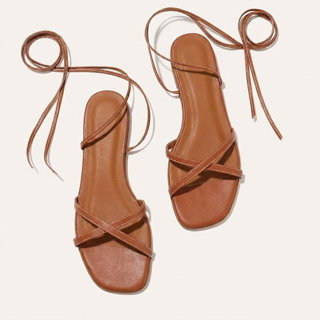 Slides Beach Flats Gladiator Wrap Strappy Sandals
