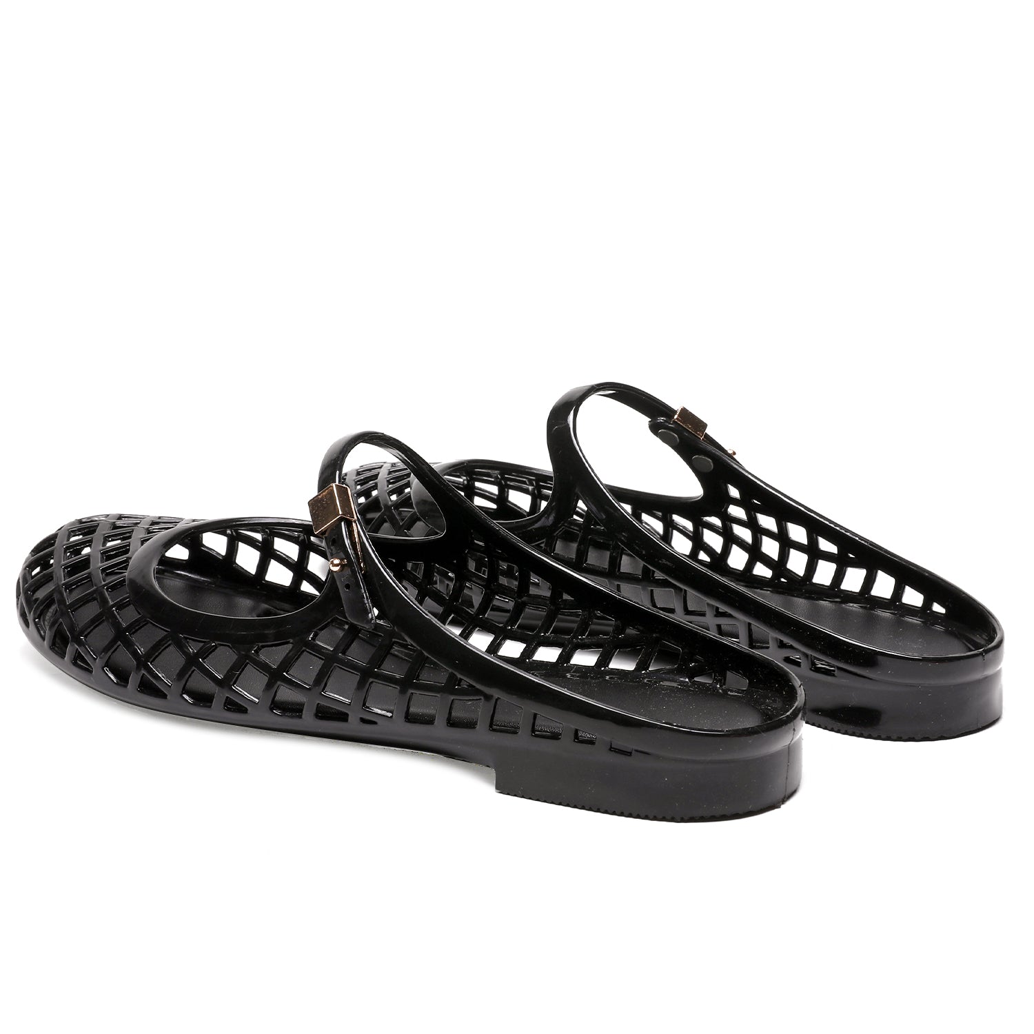 Clear Jelly Slide Sandals Mesh Hollow Flat