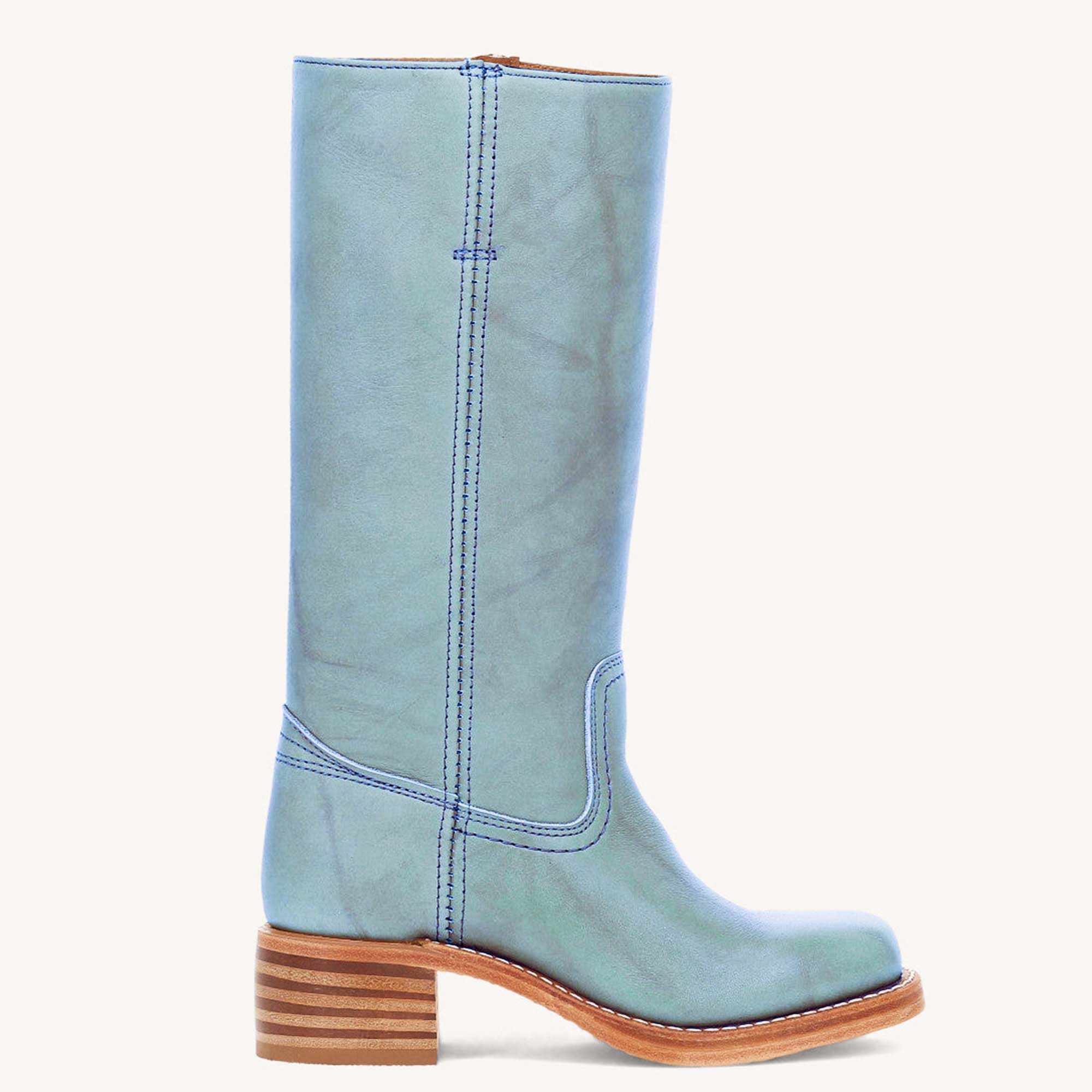Campus Knee High Boots for Women Square Toe Casual Chunky Block Heel Tall Boots
