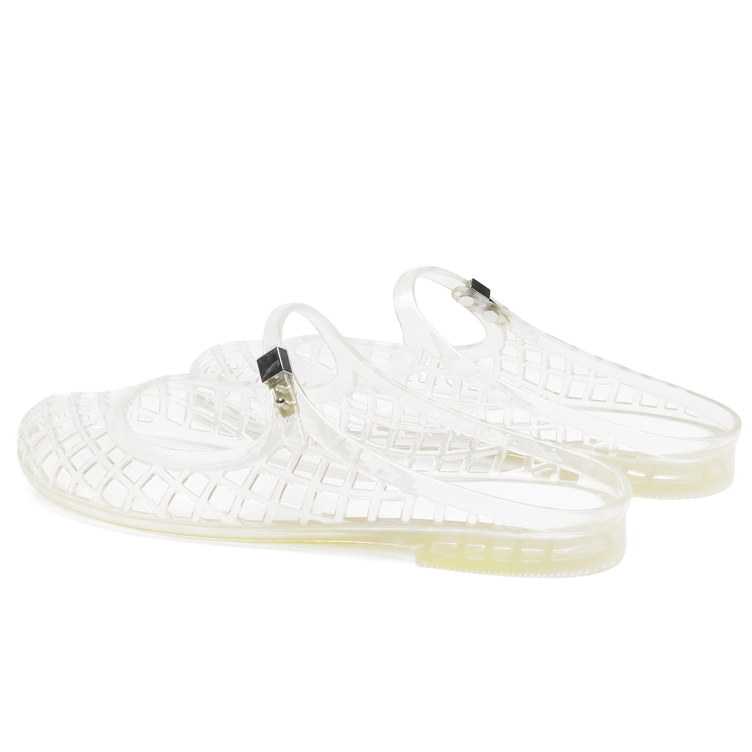 Clear Jelly Slide Sandals Mesh Hollow Flat