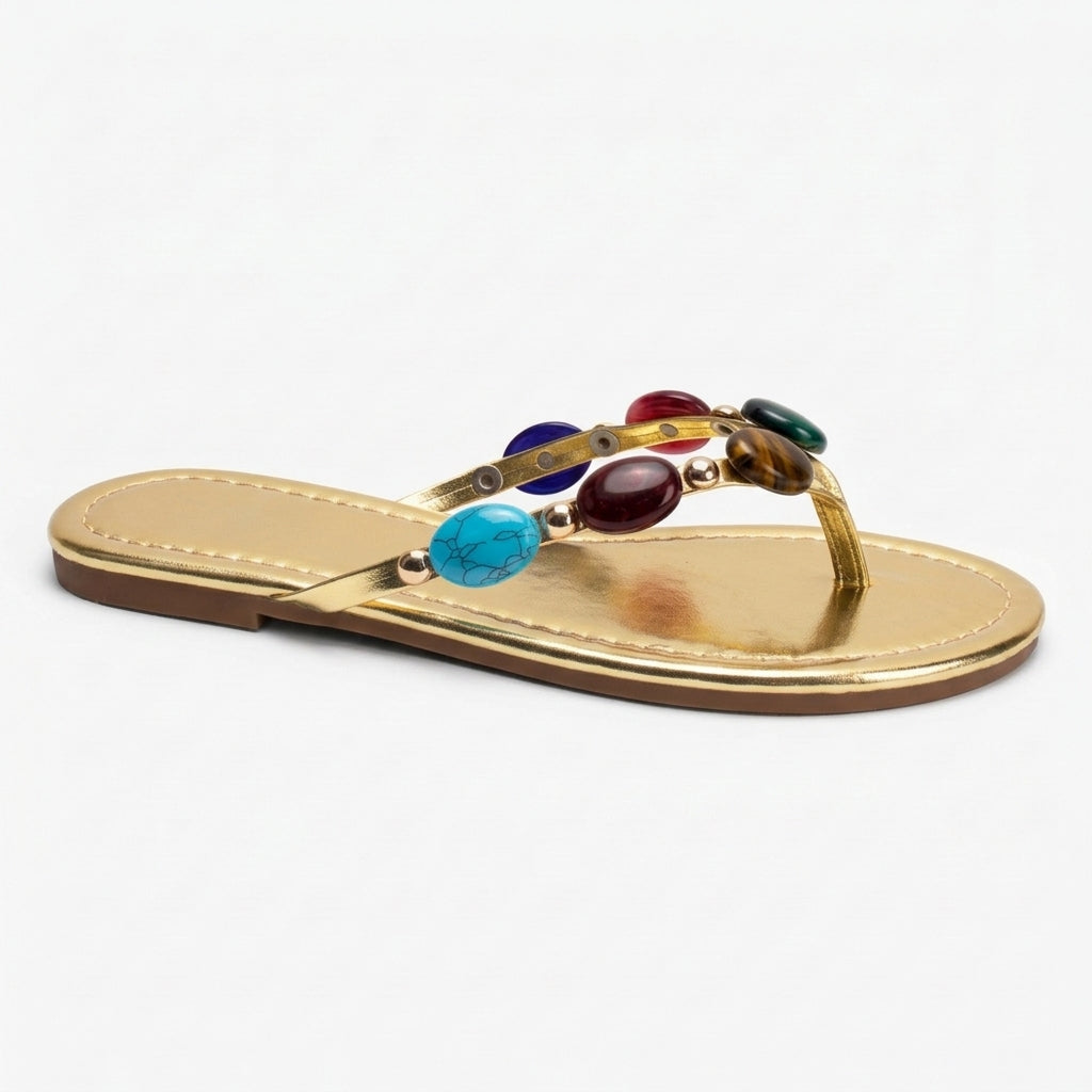 Beaded Flip Flops Flats Thong Beach Sandals