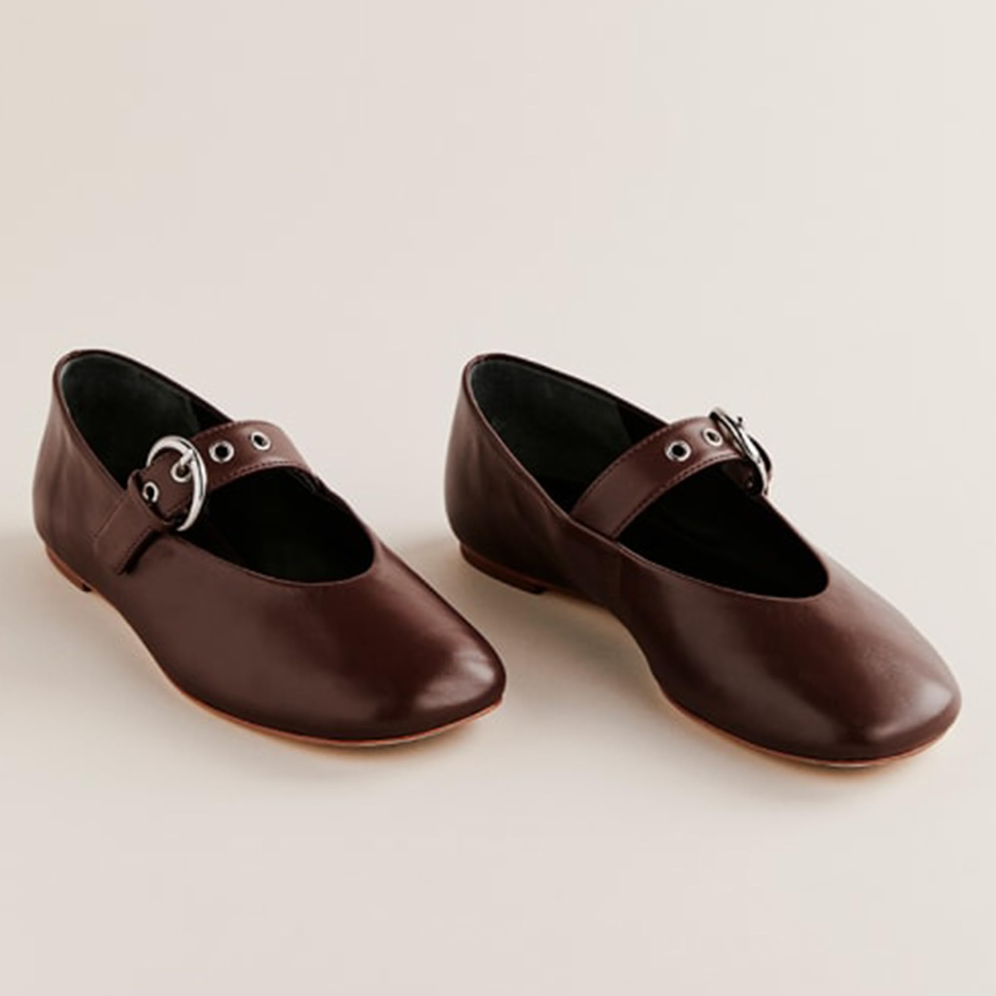 Mesh Ballet Flats for Women Animal Print Round Toe Mary Jane Flats Silver Buckle Ballerina Shoes