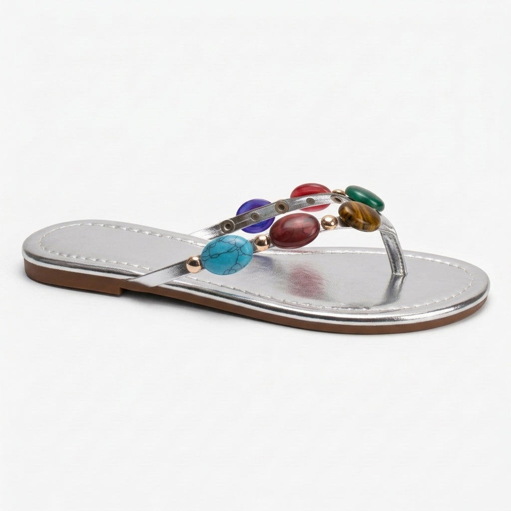 Beaded Flip Flops Flats Thong Beach Sandals