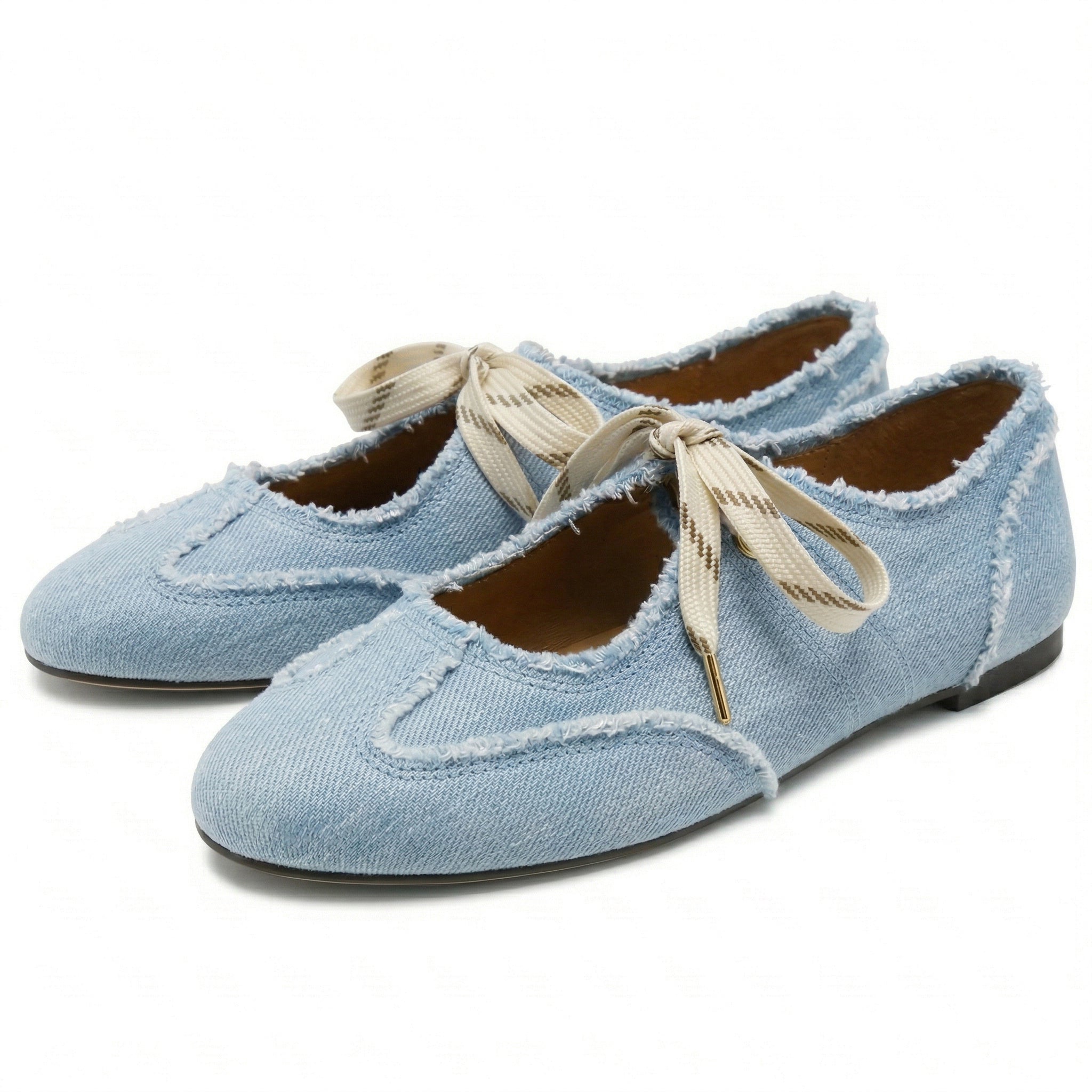 Lace up Ballet Flats Round Toe Suede Flat