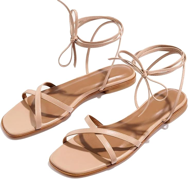 Slides Beach Flats Gladiator Wrap Strappy Sandals