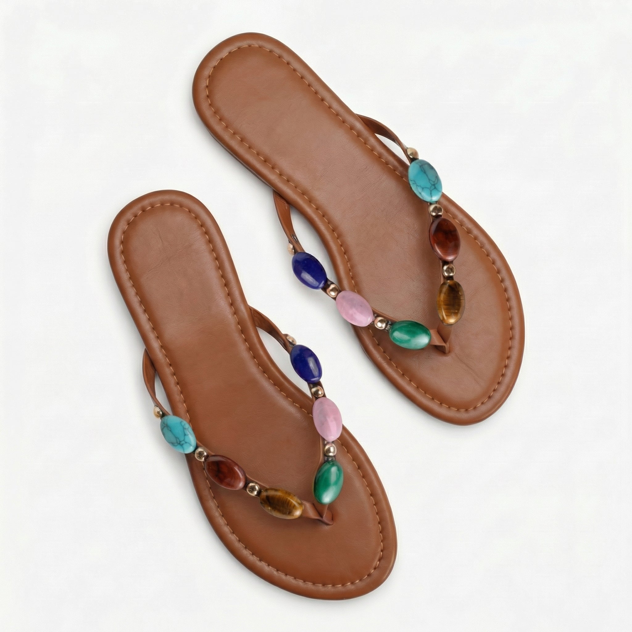 Beaded Flip Flops Flats Thong Beach Sandals