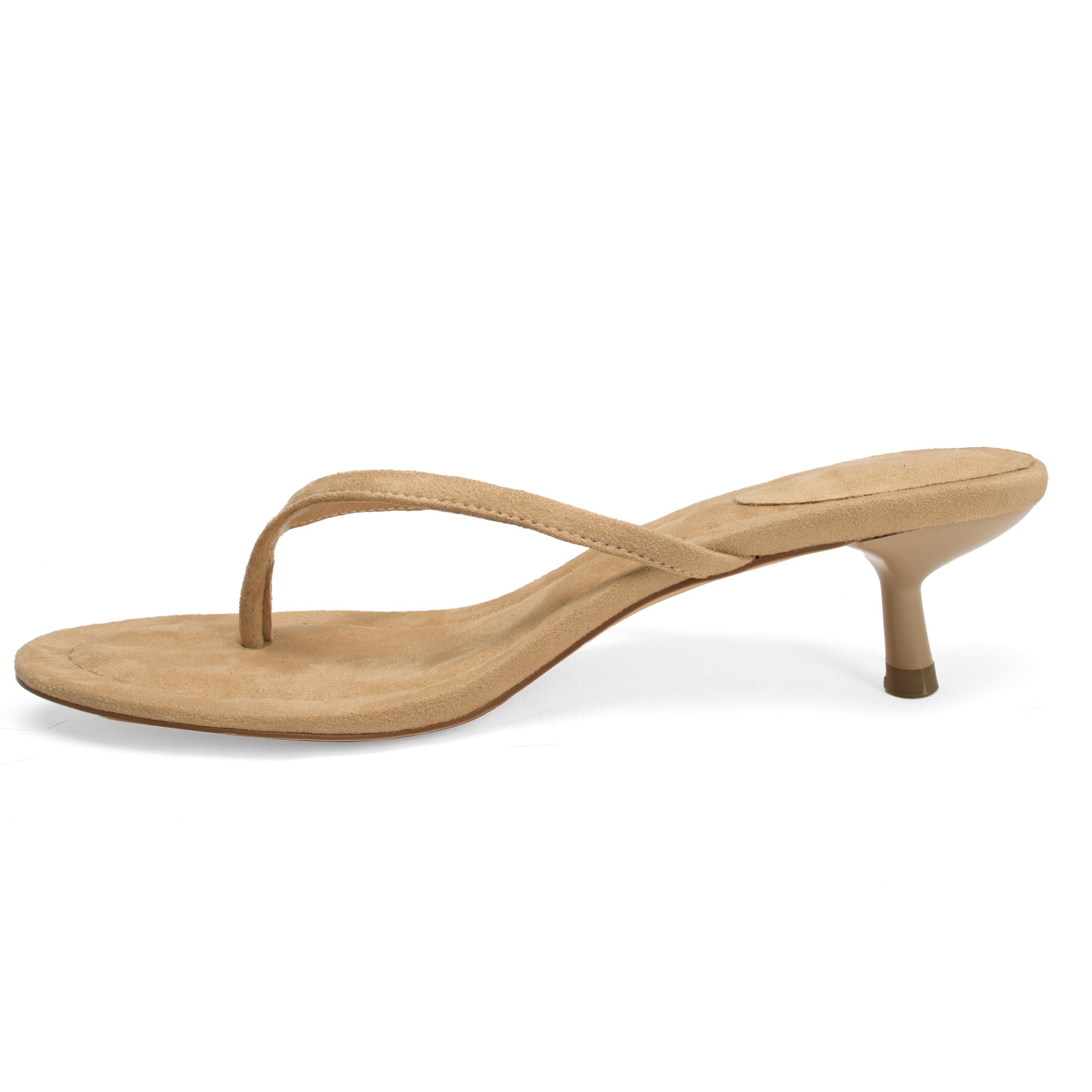 Suede Flip Flops Thong Heeled Sandals