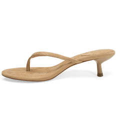 Suede Flip Flops Thong Heeled Sandals