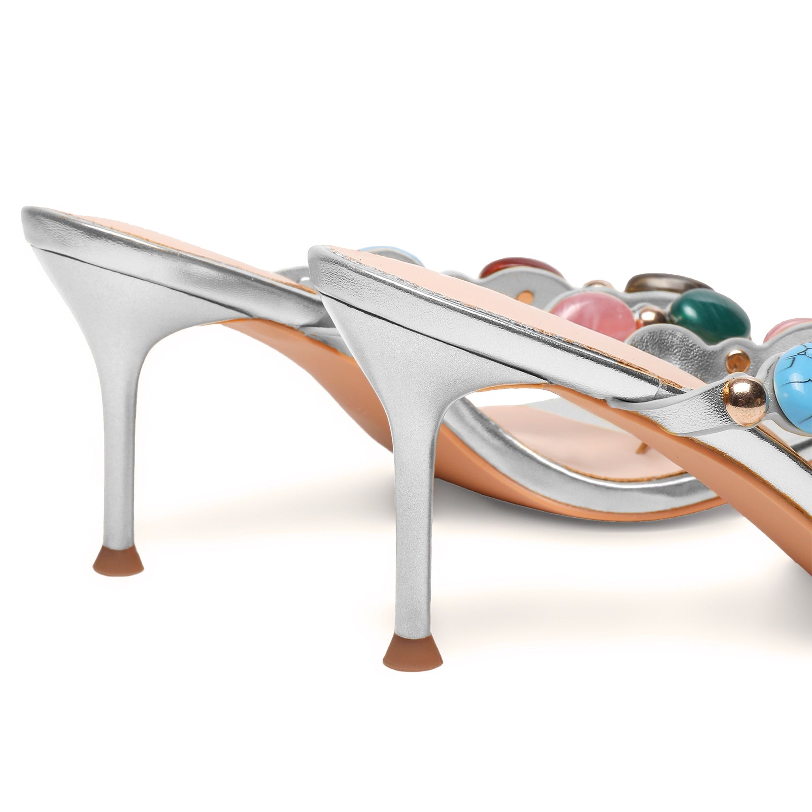 Flip Flop Jeweled Thong Strappy Heeled Sandals