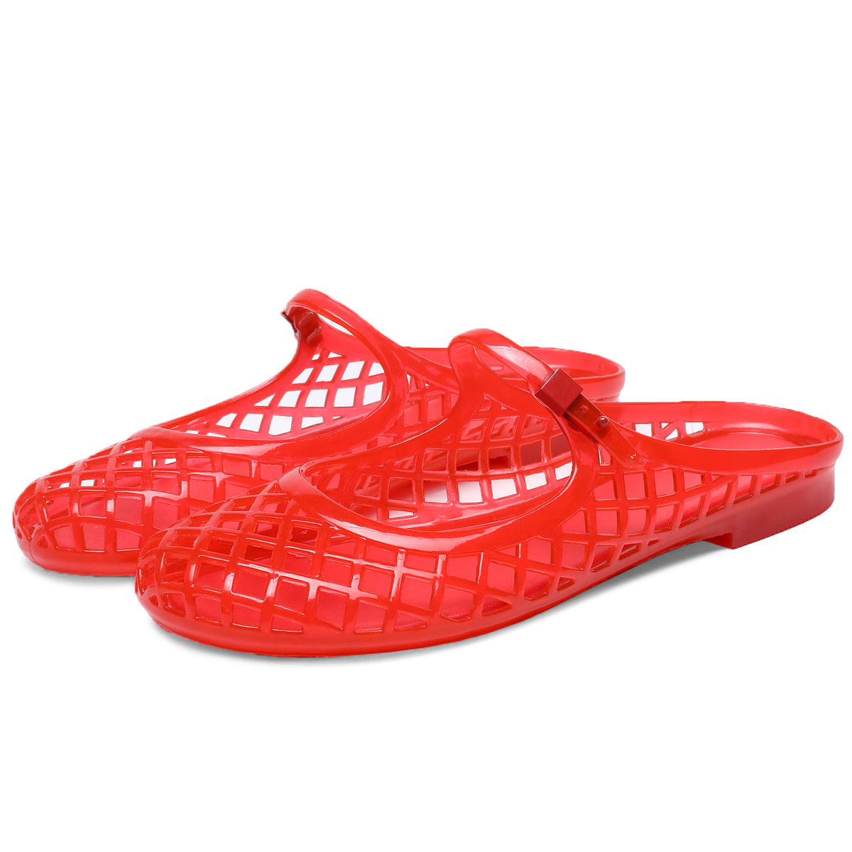 Clear Jelly Slide Sandals Mesh Hollow Flat