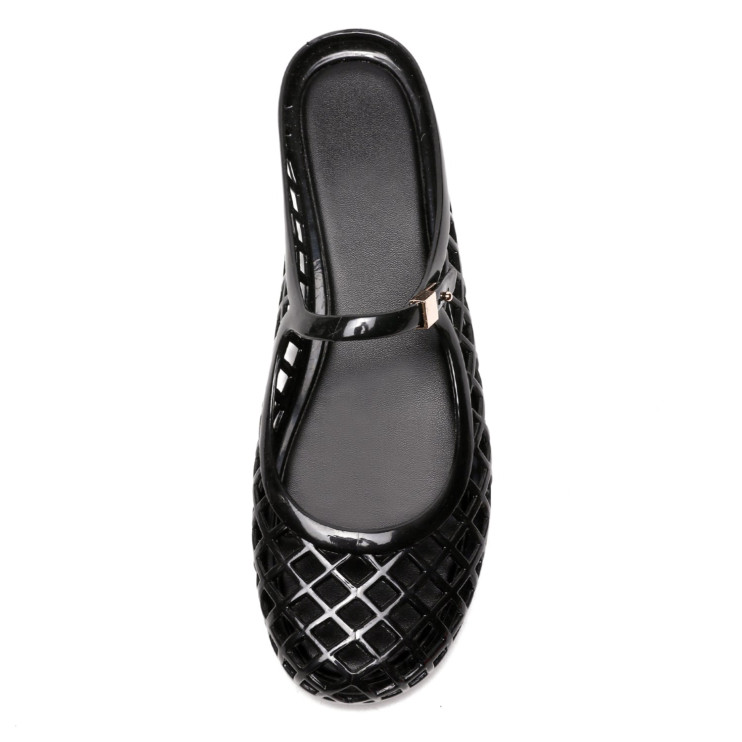 Clear Jelly Slide Sandals Mesh Hollow Flat