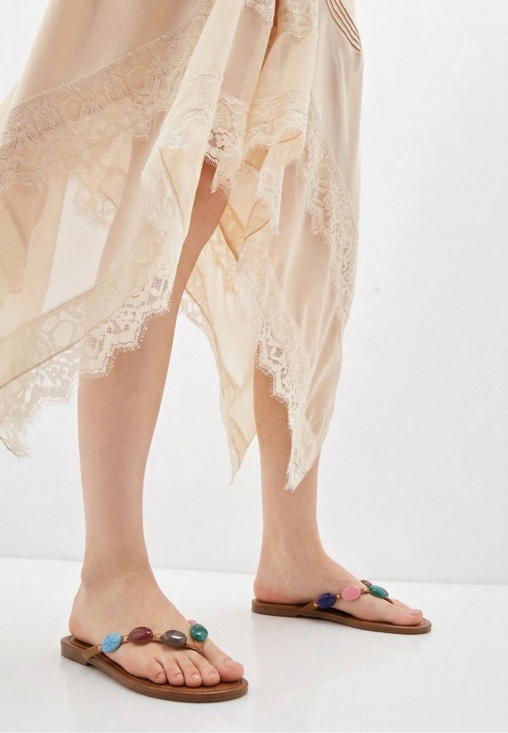 Beaded Flip Flops Flats Thong Beach Sandals