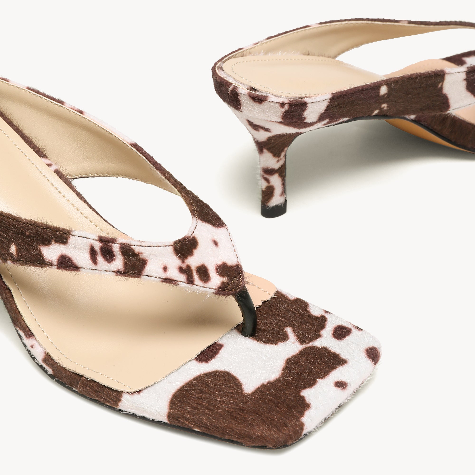 Zebra Kitten Heeled Sandals Thong Slide Shoes