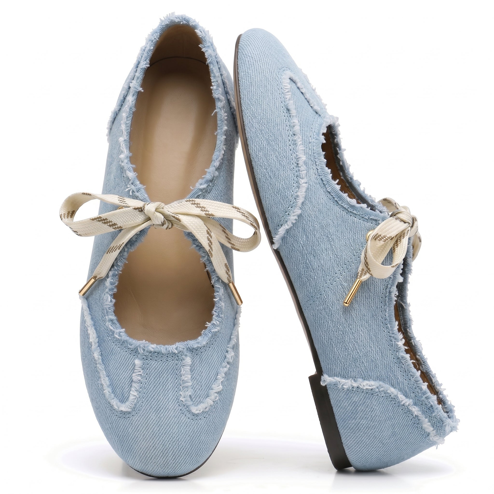 Lace up Ballet Flats Round Toe Suede Flat