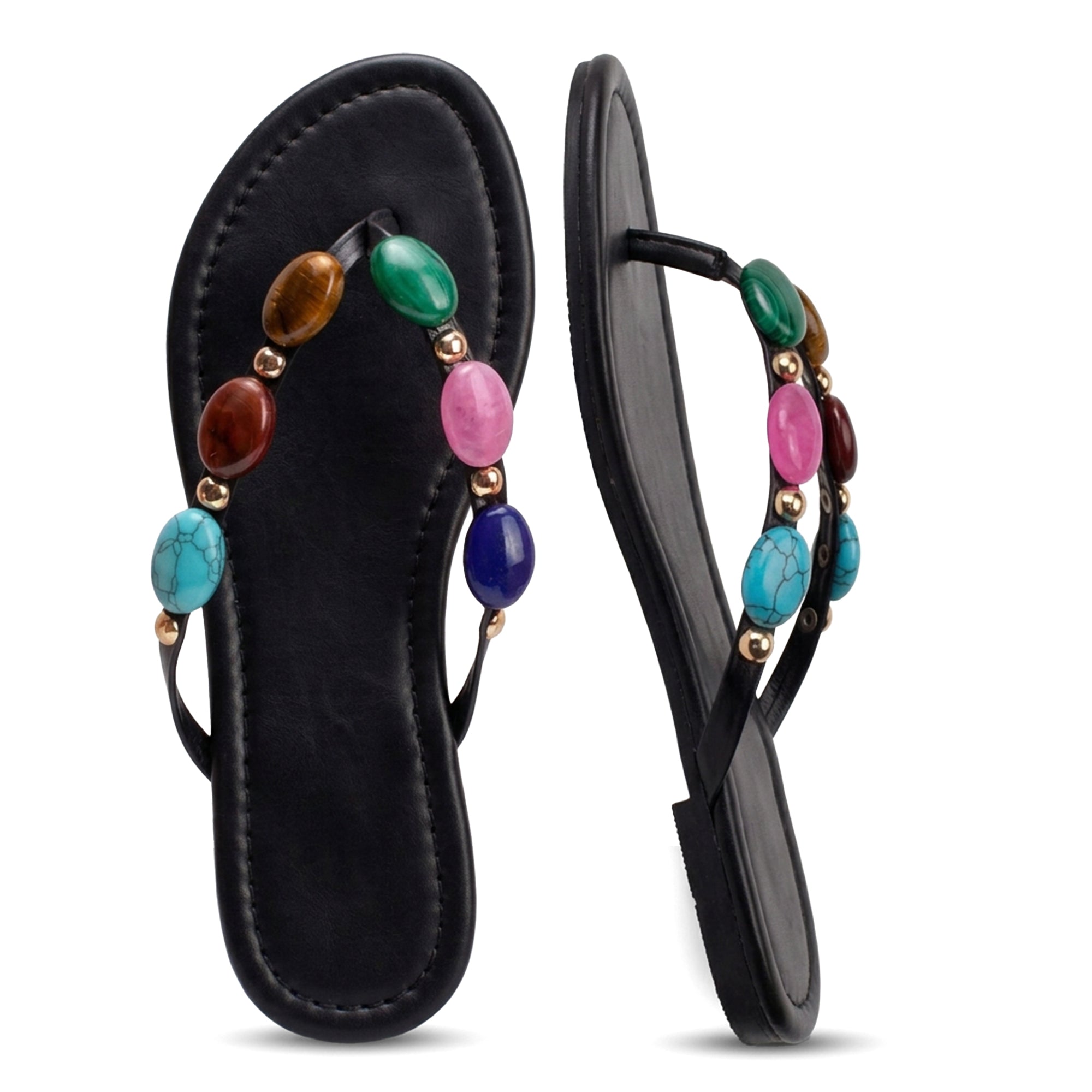 Beaded Flip Flops Flats Thong Beach Sandals